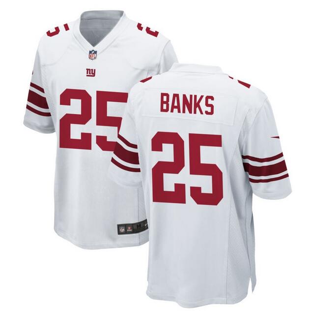Men's New York Giants #25 Deonte Banks White Stitched Game Jersey